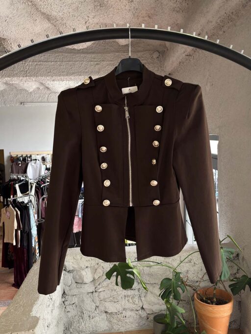 Military Chic Ζακέτα με Χρυσά Κουμπιά & Φερμουάρ