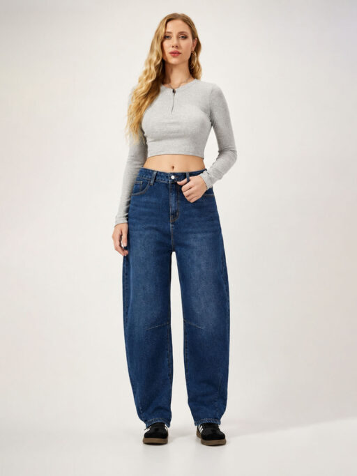 Plus Size Baggy Balloon Blue Τζιν