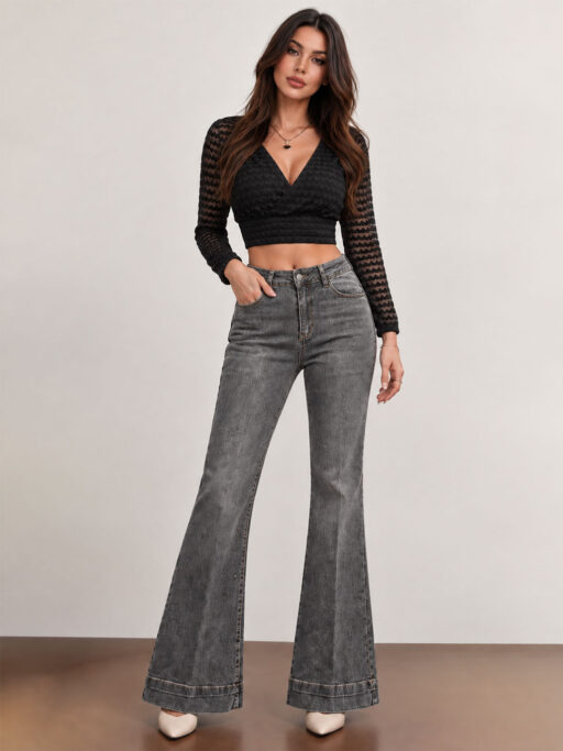 Plus Size Grey Flare -5Kg Τζιν Παντελόνι