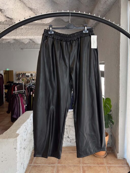 Plus Size Δερματίνη Wide Leg Παντελόνι