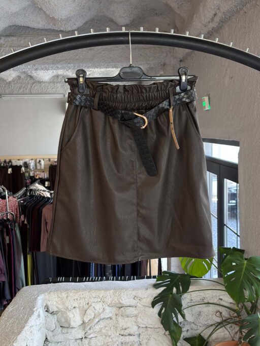 Leather Chic Belted Φούστα Δερματίνη έως 3XL