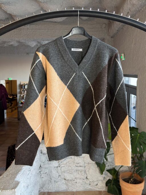 Argyle Chic Πλεκτή Μπλούζα με Ρόμβους