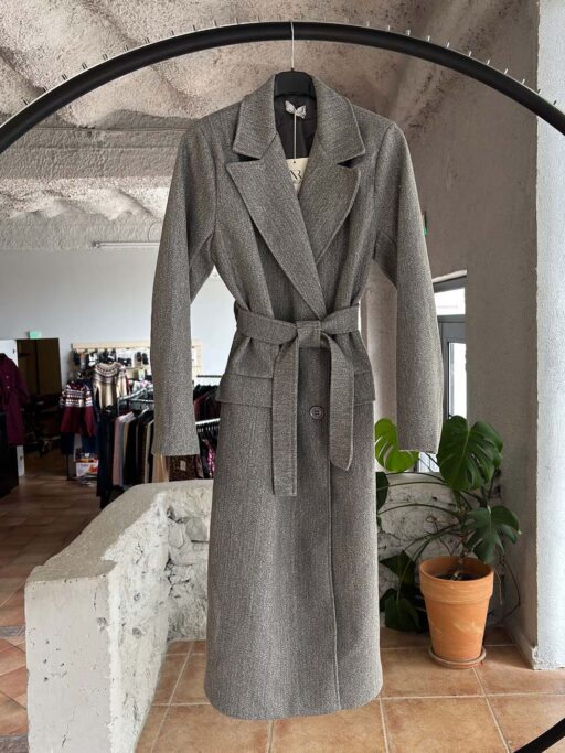 Elegant Belted Long Παλτό με Ζώνη