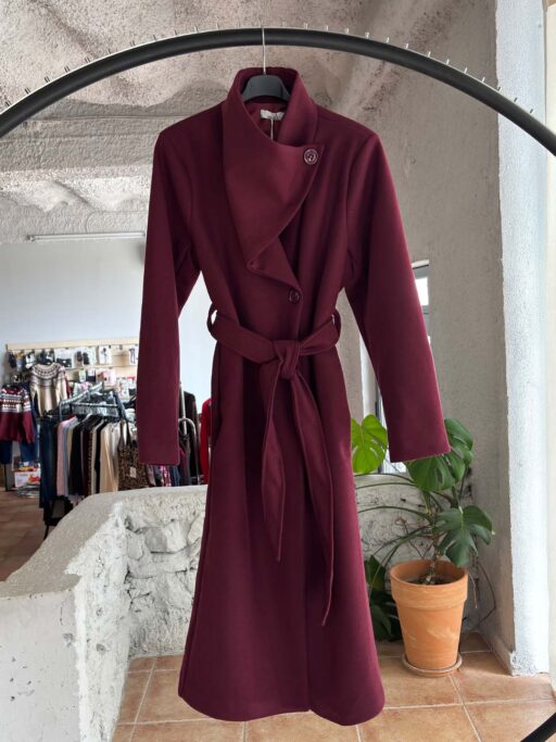 Milano High Collar Μακρύ Παλτό με Ζώνη