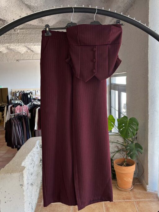 Pinstripe Σετ με Στράπλες Τοπ & Παντελόνα