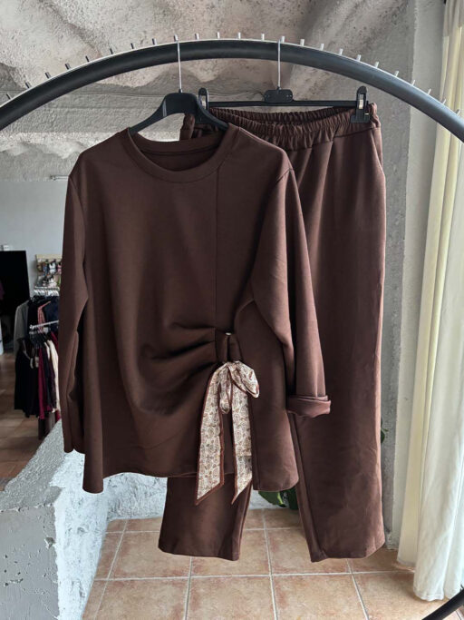 Plus Size Baby Φούτερ Σετ με Φουλάρι