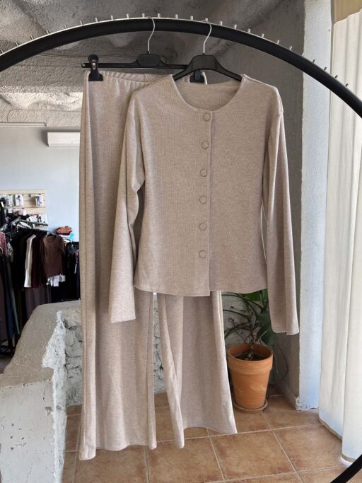 Soft Elegance Ριπ Σετ με Ζακέτα & Παντελόνι Wide Leg