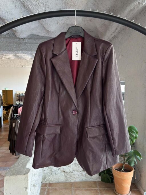 Leather Blazer Σακάκι Δερματίνης με Πέτο