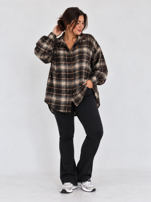 Plus Size Cozy Check Καρό Πουκάμισο
