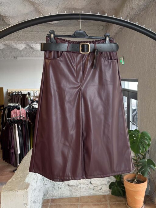 Leather Chic Ζιπ Κιλότ με Ζώνη