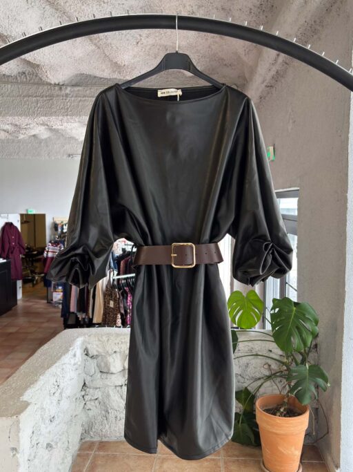 Urban Leather Chic Φόρεμα με Ζώνη