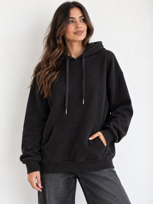 Cozy Oversized Αχνούδιαστη Φούτερ με Κουκούλα